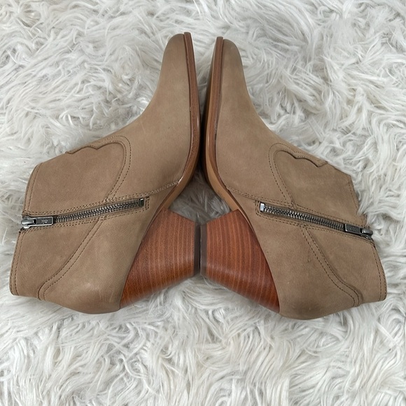 FRYE Reina Bootie 79258 Leather Brown Nubuck Slip On Ankle Booties Boots Sz 8.5 - Picture 7 of 16